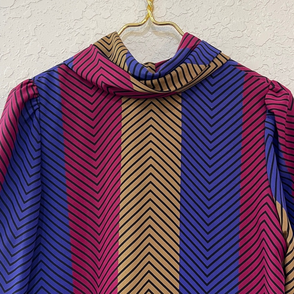 Vintage Sasson Chevron Stripe Skirt & Blouse Matching Set 70s 80s - Picture 4 of 12